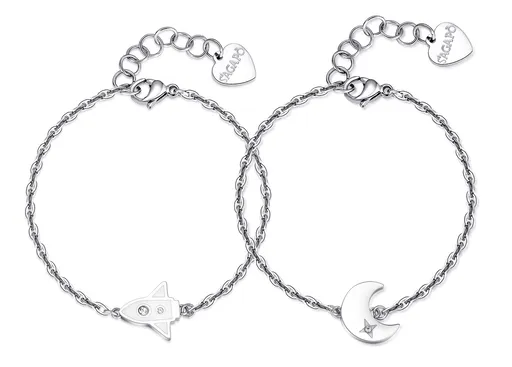 S'Agapõ Set ocelových náramků Raketa a Měsíc Me + You SEY17