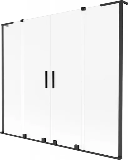 MEXEN/S Velar L Duo dvoukřídlá posuvná vanová zástěna 200 x 150, dekor, černá 896-200-003-32-70