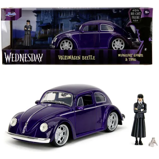 Jada Wednesday auto 1972 VW Beetle 1:24 a figurka Wednesday