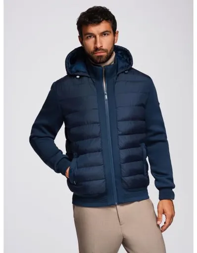 Pánská prošívaná bunda s odnímatelnou kapucí – grafitově bílá V3 OM-JALP-0206