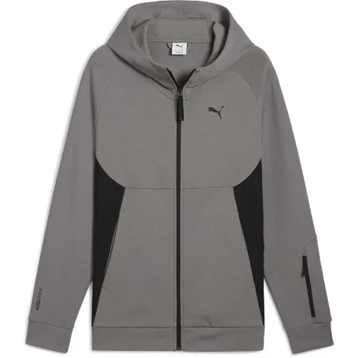 Puma TECH FULL ZIP HOODIE DK Pánská mikina, tmavě šedá, velikost