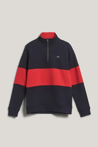 MIKINA GANT COLOR BLOCKED SHIELD HALF ZIP EVENING BLUE