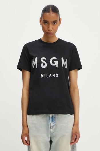 Bavlněné tričko MSGM černá barva, 3441MDM510G.237002