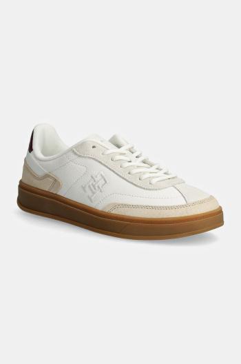 Kožené sneakers boty Tommy Hilfiger TH HERITAGE COURT SNEAKER LTHR bílá barva, FW0FW08186