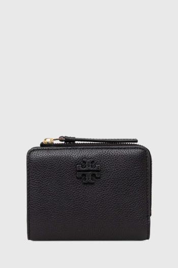 Kožená peněženka Tory Burch McGraw Bi-Fold černá barva, 158904.001