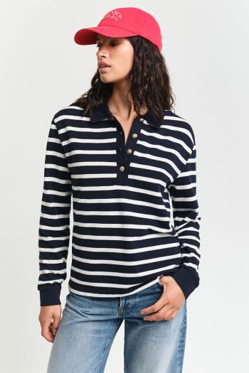 POLOKOŠILE GANT BRETON STRIPE LS PIQUE POLO EVENING BLUE