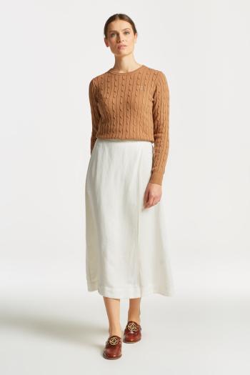 SUKNĚ GANT LINEN VISCOSE MIDI SKIRT EGGSHELL