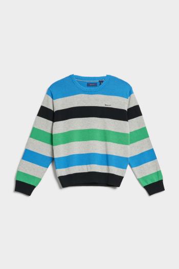 SVETR GANT KNITTED STRIPED C-NECK SWEAT DAY BLUE