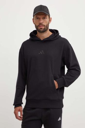 Bavlněná mikina adidas All SZN pánská, černá barva, s kapucí, s aplikací, IX1248