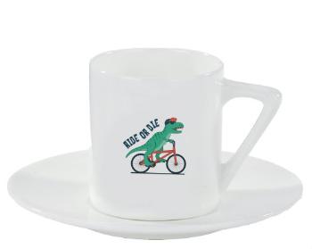 Espresso hrnek s podšálkem 100ml Ride or die dinosaur