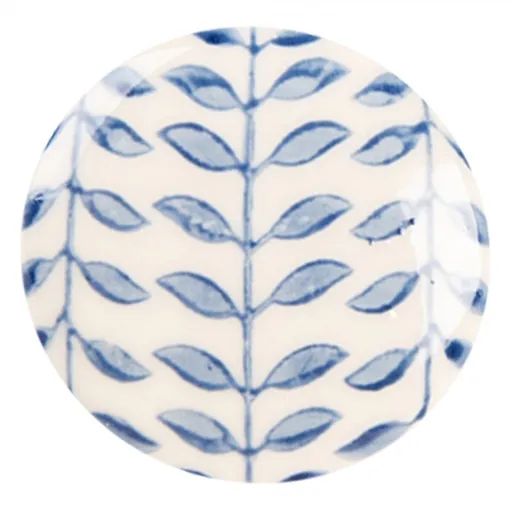 Béžová keramická knopka s modrými listy - Ø 4*3 cm / S3 cm 66268