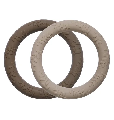 A Little Lovely Company silikonová kousátka s listy - čoko krém, 2 ks