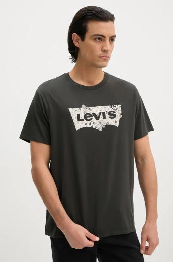 Bavlněné tričko Levi's černá barva, s potiskem