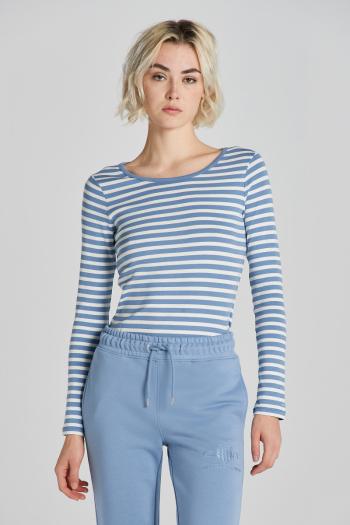 TRIČKO GANT SLIM STRIPED 1X1 RIBBED LS T-SHIRT BLUE WATER