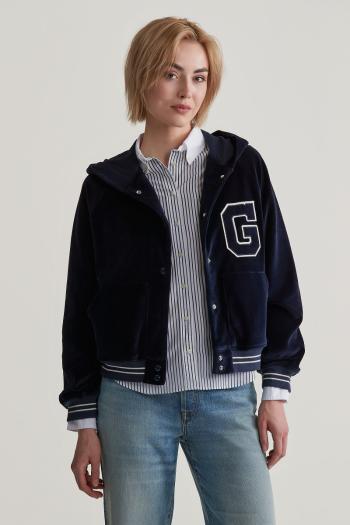 MIKINA GANT GANT VARSITY VELOUR HOODIE EVENING BLUE