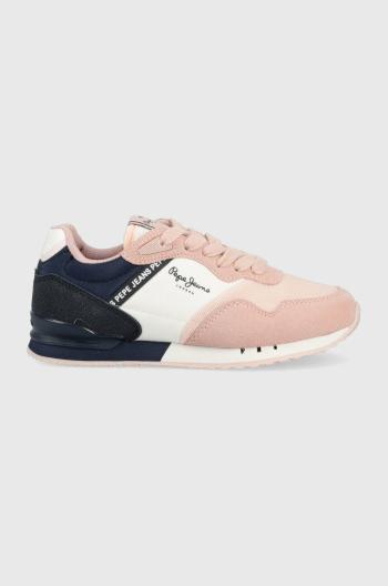 Dětské sneakers boty Pepe Jeans London Basic růžová barva