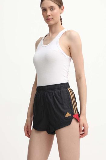 Kraťasy adidas Tiro dámské, černá barva, s aplikací, high waist, IW6801