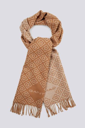 ŠÁLA GANT D2. ICON G WOOL SCARF ROASTED WALNUT