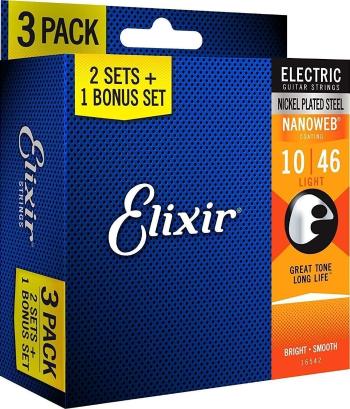 Elixir 16542 Nanoweb Electric Guitar Light 3 Pack (10-46) Struny pro elektrickou kytaru