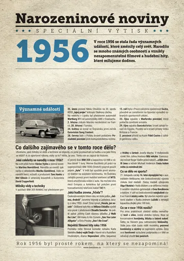 Narozeninové noviny 1956 s vlastní fotografií a textem, S fotografií a textem