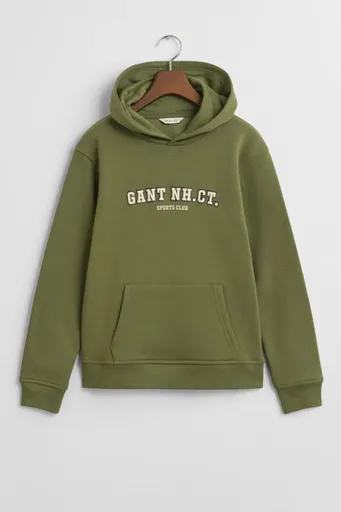MIKINA GANT GRAPHIC SWEATSHIRT HOODIE WASHED OLIVE