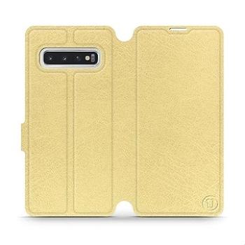 Flipové pouzdro na mobil Samsung Galaxy S10 v provedení  Gold&Gray s šedým vnitřkem (5903226810758)