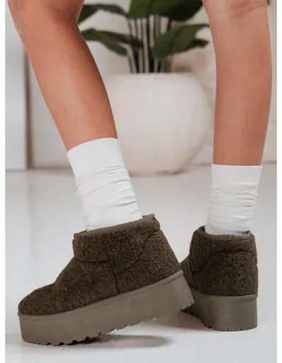 Dámské sněhule s kožíškem zelené