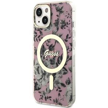 Guess PC/TPU Flowers IML MagSafe Kompatibilní Zadní Kryt pro iPhone 14 Pink (GUHMP14SHCFWSP)