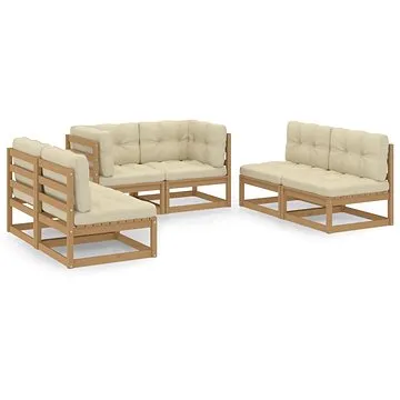 6dílná zahradní sedací souprava s poduškami masivní borovice, 3076462 (3076462)