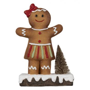 Hnědá vánoční dekorace holčička Perníček Gingerbread - 15*7*21 cm 6CE1773