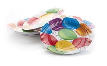 Tányér, papír, 23 cm, "Lufis"