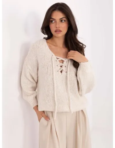 Světle béžový oversize svetr s příměsí vlny