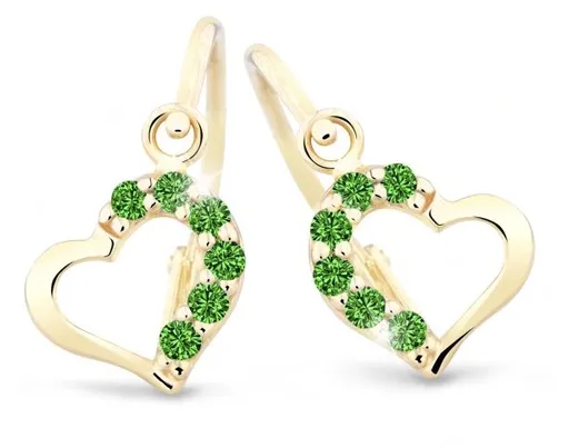 Cutie Jewellery Něžné dětské náušnice ze žlutého zlata C2757-10-X-1 zelená
