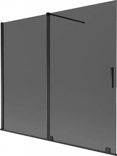 MEXEN/S Velar dvoukřídlá posuvná vanová zástěna 180 x 150, grafit, černá 896-180-000-41-70