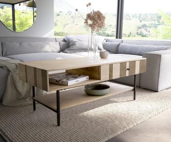 Konferenční stolek Nereos 130x60 cm mango bílá černý kov