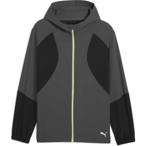 Puma M RUN ULTRAWEAVE HOODED JACKET Pánská běžecká bunda, tmavě šedá, velikost