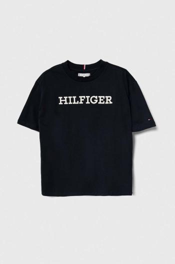 Dětské bavlněné tričko Tommy Hilfiger tmavomodrá barva, s aplikací