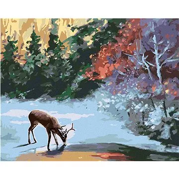 Zuty - Malování podle čísel - JELEN U ZAMRZLÉHO POTOKA (D. RUSTY RUST), 80x100 cm, vypnuté plátno na (HRAmmb03129nad)