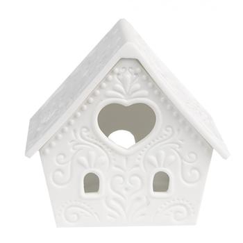 Bílý porcelánový svícen chaloupka House Fairy - 8*6*8 cm 6CE1740