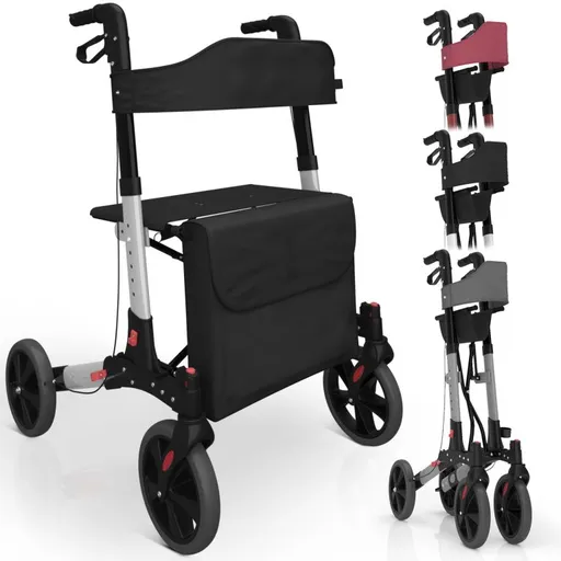 Jago 74224 Čtyřkolové chodítko s brzdami a sedadlem - černé