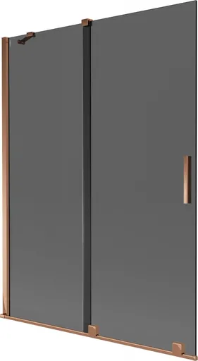 MEXEN/S Velar dvoukřídlá posuvná vanová zástěna 130 x 150, grafit, růžové zlato 896-130-000-41-60