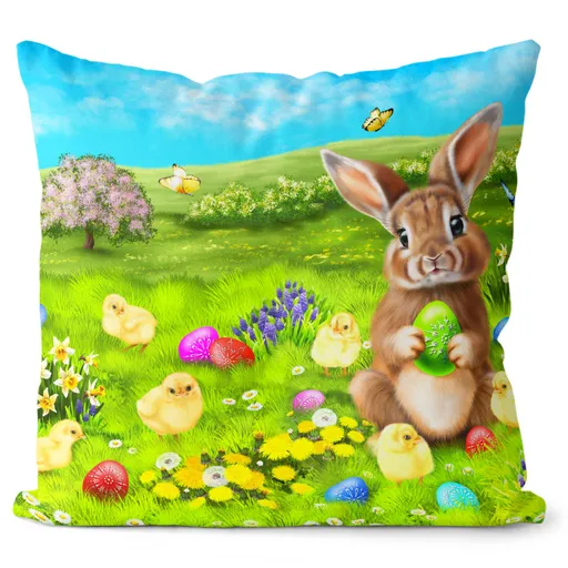 Polštář Králíček a kuřátka (Velikost: 40 x 40 cm)