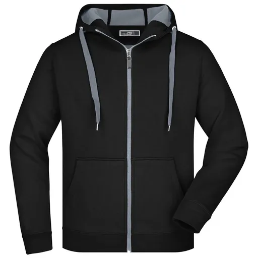 James & Nicholson (Daiber) Pánská dvoubarevná mikina JN355 - Černá / tmavě šedá | L