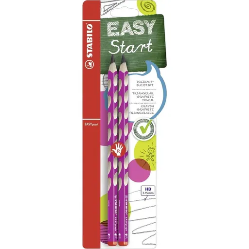 STABILO B-50648-10 EASYgraph Ergonomická grafitová tužka pro praváky růžová HB - 2 ks blister