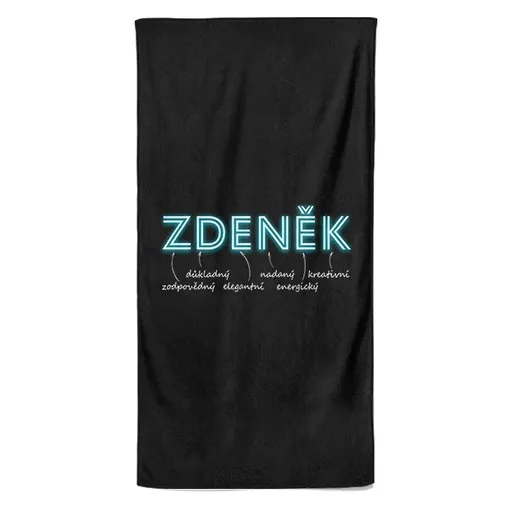 Osuška Mužská jména – NEON (Jméno: Zdeněk, Velikost osušky: 100x170cm)