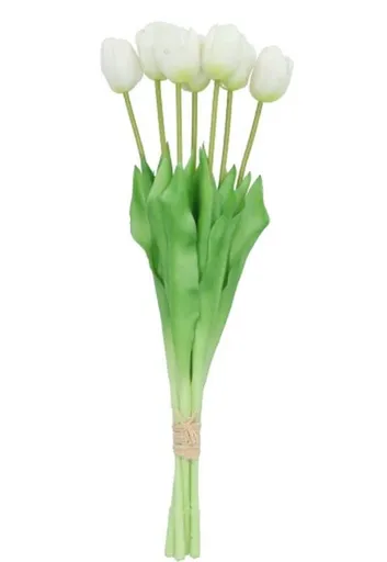 Kytice 7ks bílých realistických tulipánů Tulips - 43cm daan kromhout