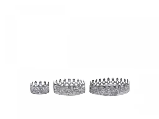 Set 3ks zinkový antik kovový svícen Lace Crown - Ø 4,5*2,5 / Ø 8*3/ Ø 10*3cm Chic Antique