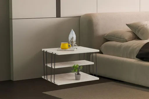 Odkládací stolek / Příruční stolek Lifon - Black, Travertine