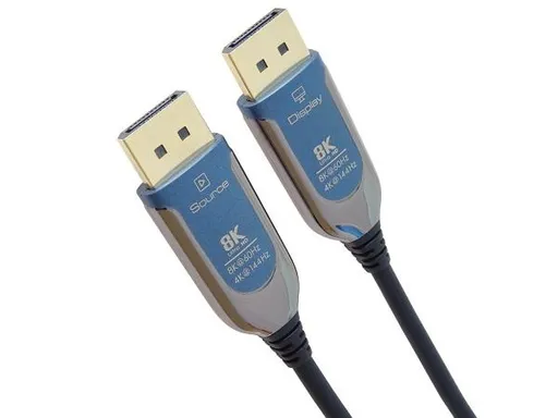 PremiumCord 8K Optický DisplayPort 1.4 přípojný kabel M/M, zlacené konekt. 25m