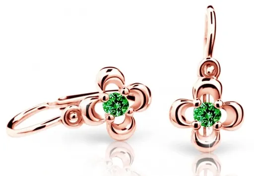 Cutie Jewellery Dětské náušnice z růžového zlata C2013-10-X-4 zelená